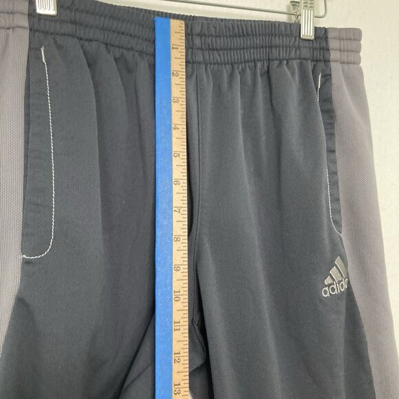 Adidas Black Gray Track Pants Mens Size Medium Classic Straight Leg Logo Active - Picture 8 of 10